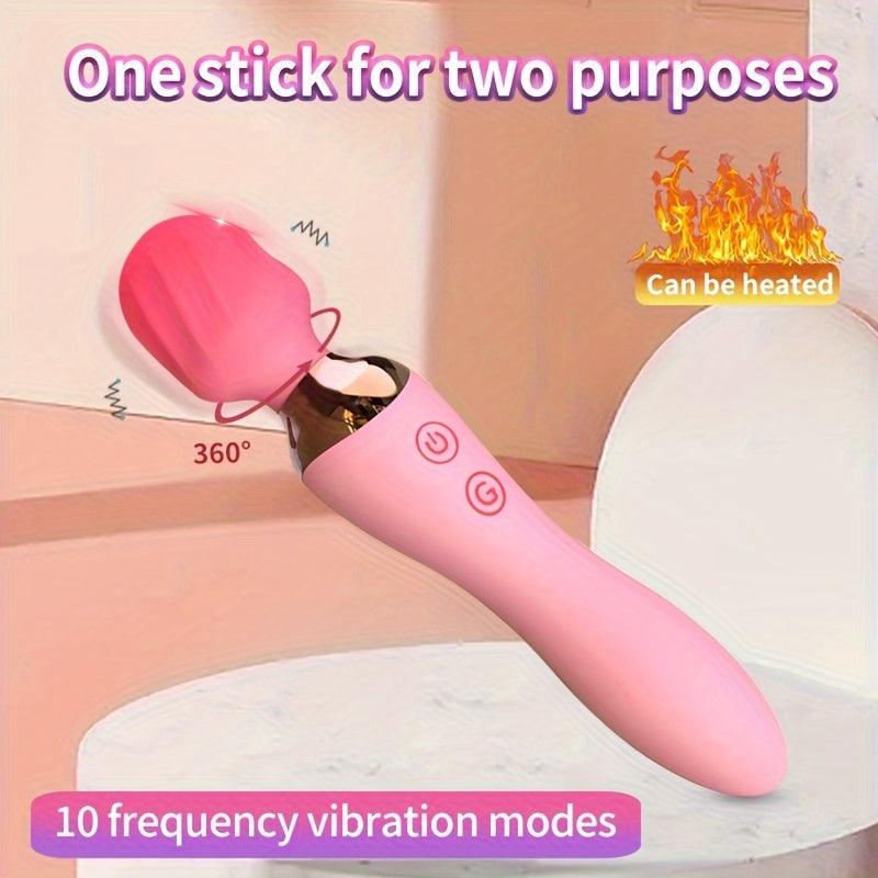 10-Frequency AV Stick Clitoral Stimulator Vibrator with 360° Rotating Head - HeartCaptor