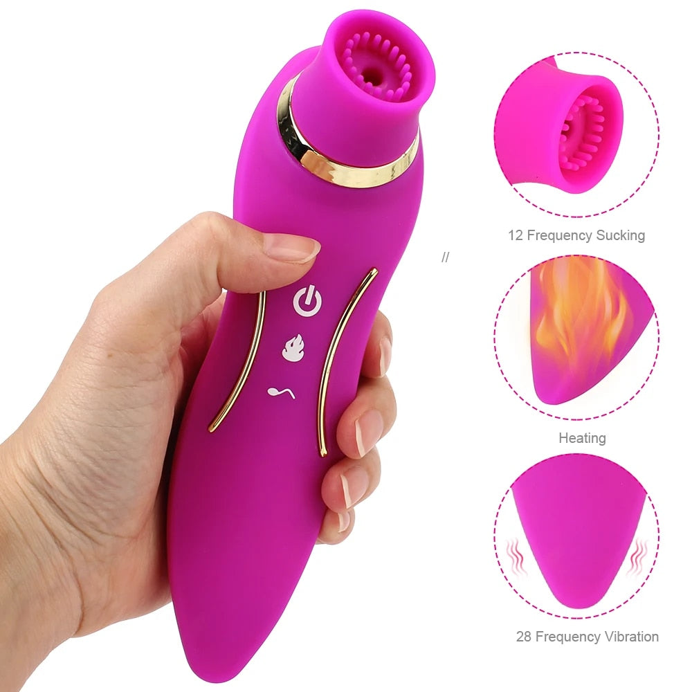 Dual Head 2 in 1 Suction Vibrator with Heating Function - HeartCaptor