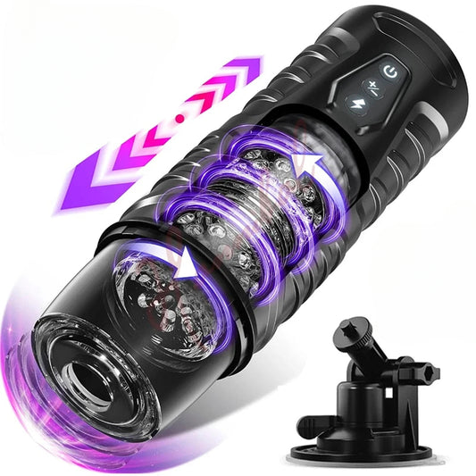 Electric Pocket Pussy for Men 7 Thrusting Rotating Modes Masturbator Cup