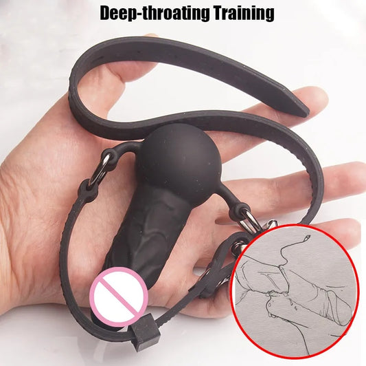 Reversible Dual-Use BDSM Silicone Penis/Dildo Mouth Penetration and Ball Gag - HeartCaptor