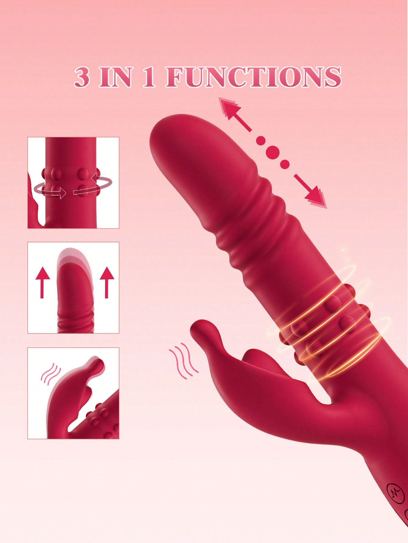 4 In 1 Thrusting Dildo Couples Vibrator Adult Toy - HeartCaptor