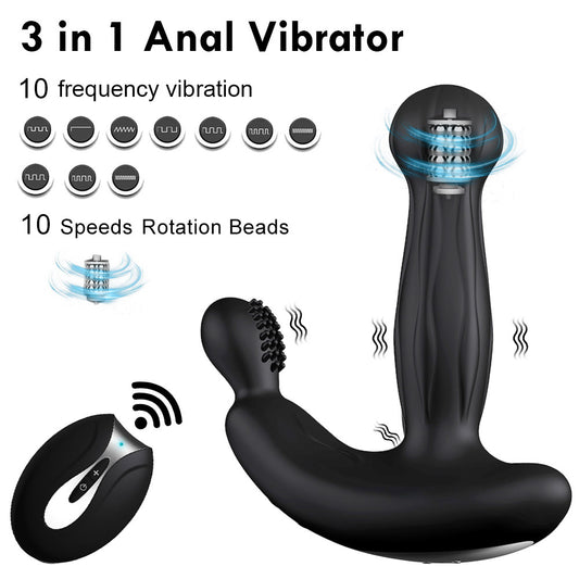 Advanced Prostate Massage Vibrator with Remote Control and Rotating Beads