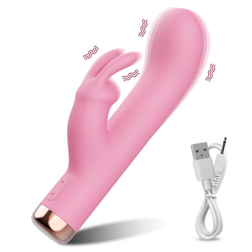 Silicone Rabbit Vibrator with Clitoral Stimulator and G-Spot Vibration - HeartCaptor