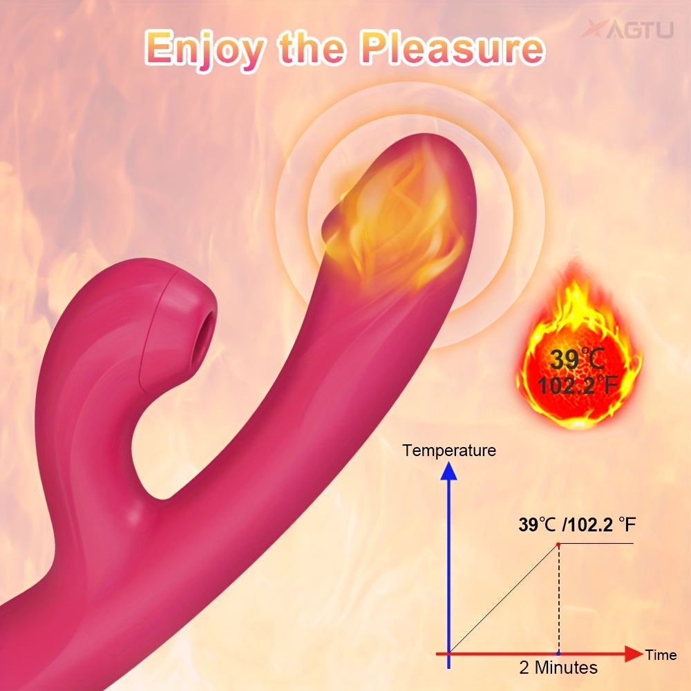 Heating G-Spot Vibrator with Suction Clitoris Massage Stick - HeartCaptor