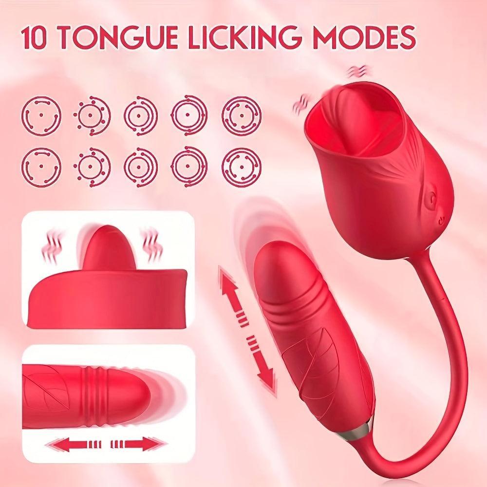 Rose Tongue Licking Vibrator for Women - HeartCaptor