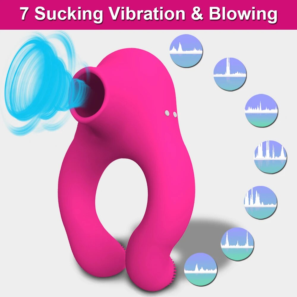 Vibrating Cock Ring for Couples, Clit Stimulator Delay Ejaculation Sex Toy - HeartCaptor