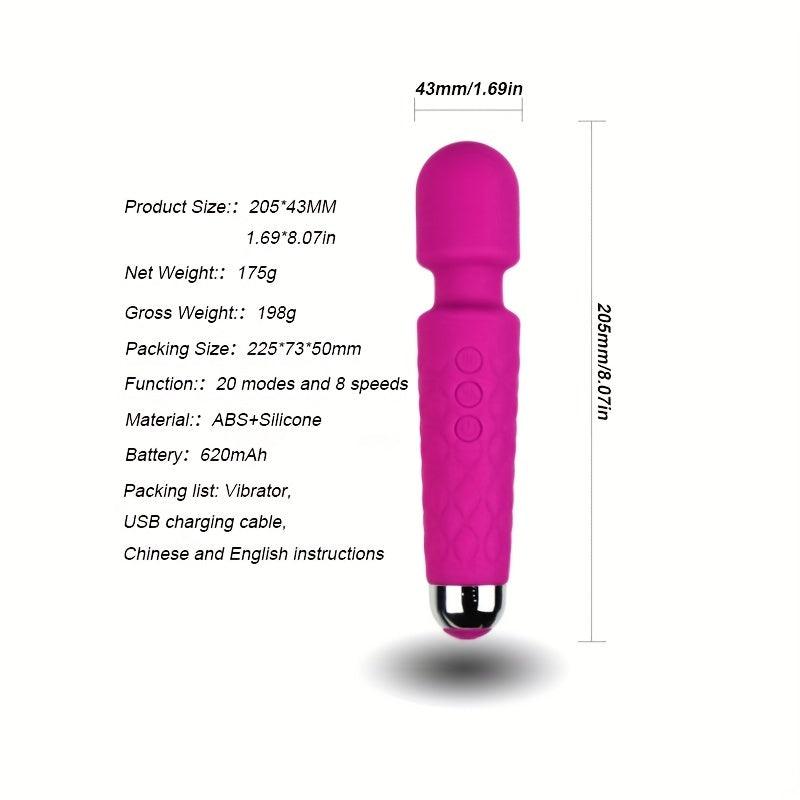 Silicone Vibrator Wand Massager with 20 Intense Frequency Modes - HeartCaptor