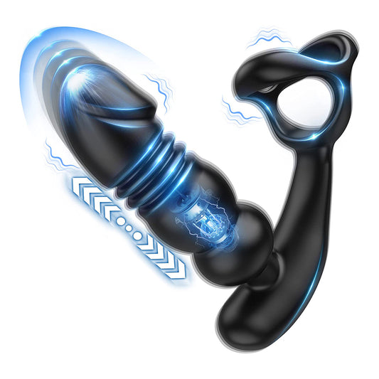 Advanced 2-in-1 Telescopic Prostate Massager with Penis Ring