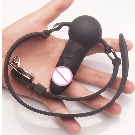 Reversible Dual-Use BDSM Silicone Penis/Dildo Mouth Penetration and Ball Gag - HeartCaptor