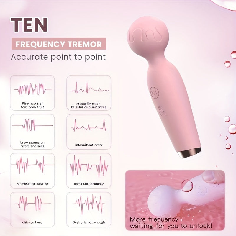 10 Modes AV Stick Vibrator, Waterproof USB Rechargeable Wand Massager - HeartCaptor