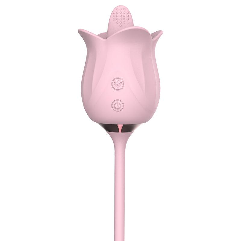 3-in-1 Blooming Rose Vibrator with Rotating Tongue and Thrusting Pearls - HeartCaptor