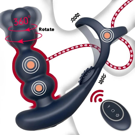 360° Rotating Wireless Prostate Massager with Remote Control