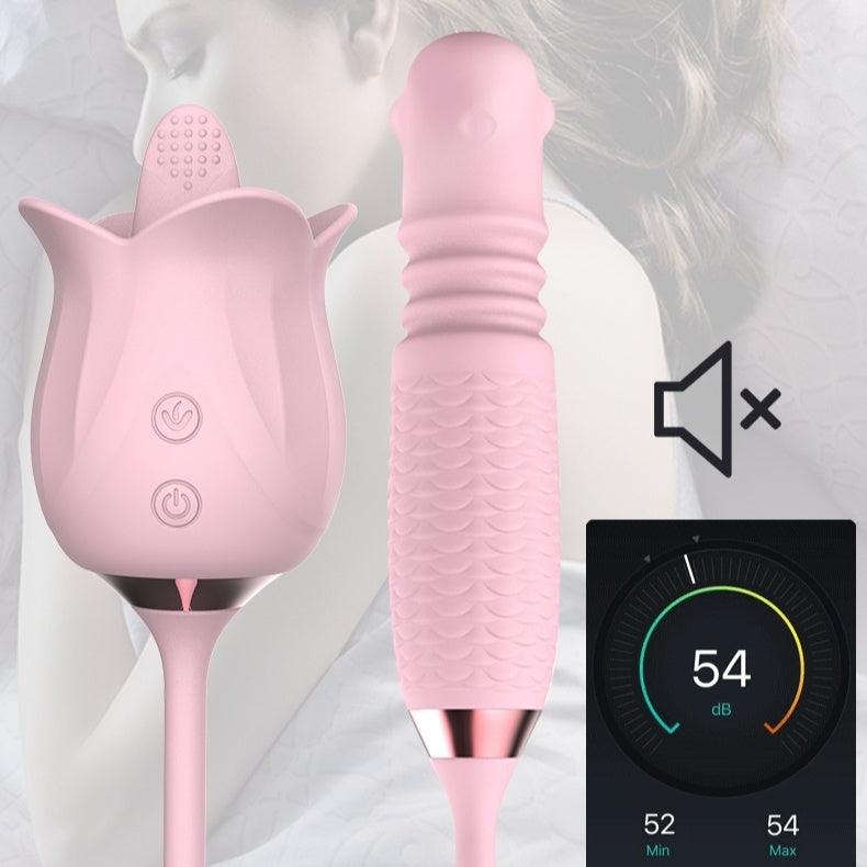 3-in-1 Blooming Rose Vibrator with Rotating Tongue and Thrusting Pearls - HeartCaptor