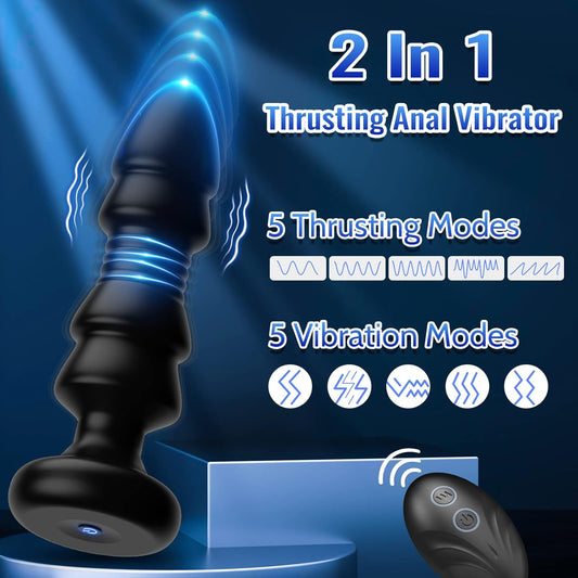 Fjernkontroll Anal Vibrator: Thrust &amp; Vibrate for intim lek