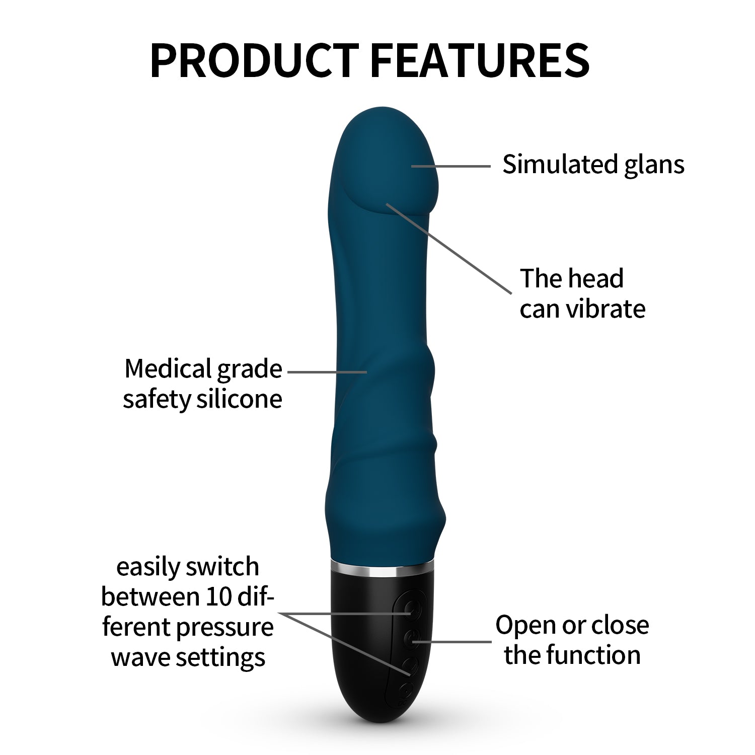 10 Modes Silicone Vibrator Dildo Massager for Couples - HeartCaptor