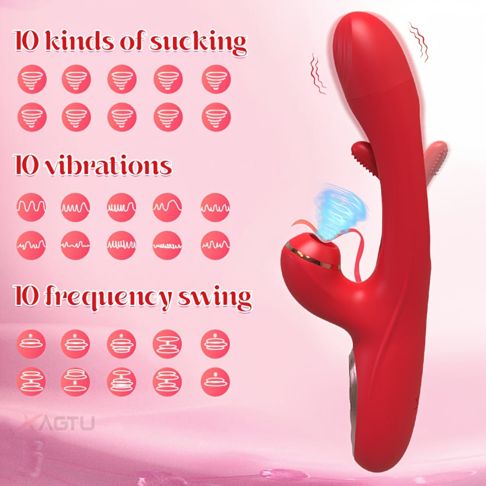 Rabbit Sucking Vibrator with 10 Vibration Modes - HeartCaptor