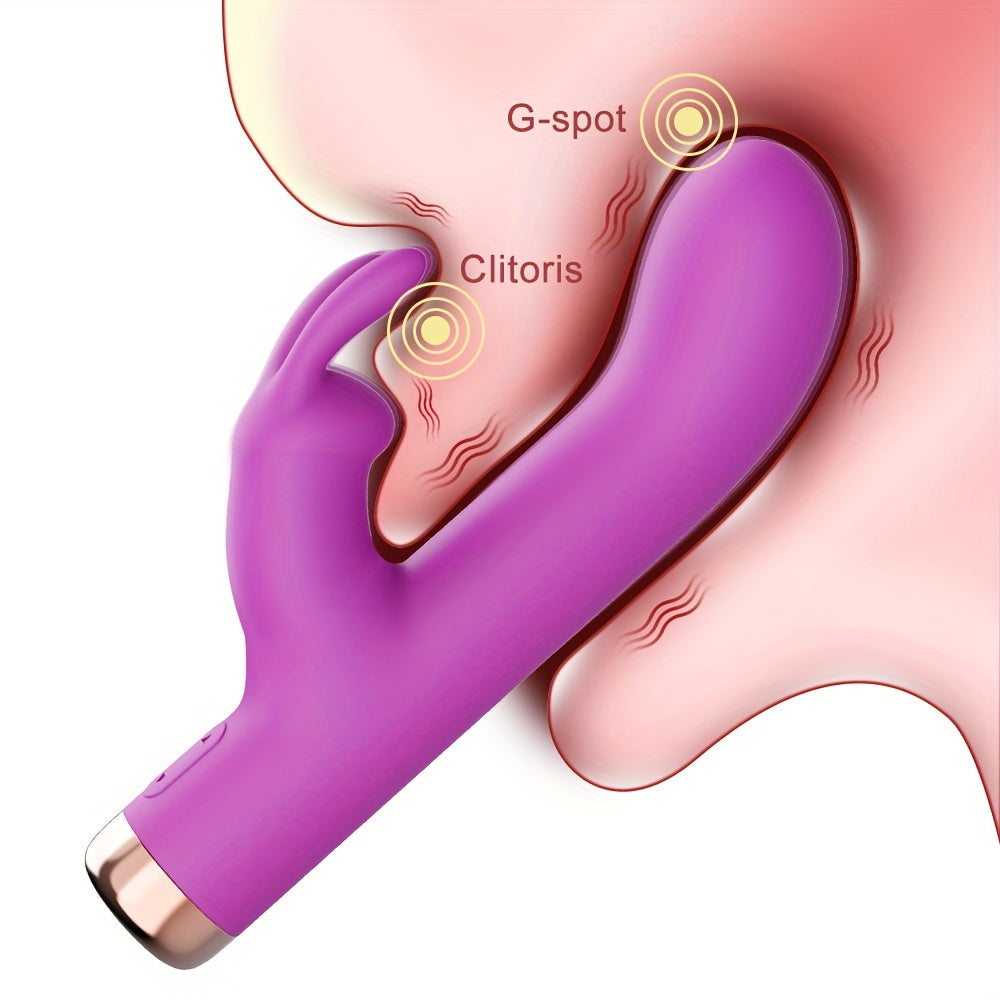 Silicone Rabbit Vibrator with Clitoral Stimulator and G-Spot Vibration - HeartCaptor