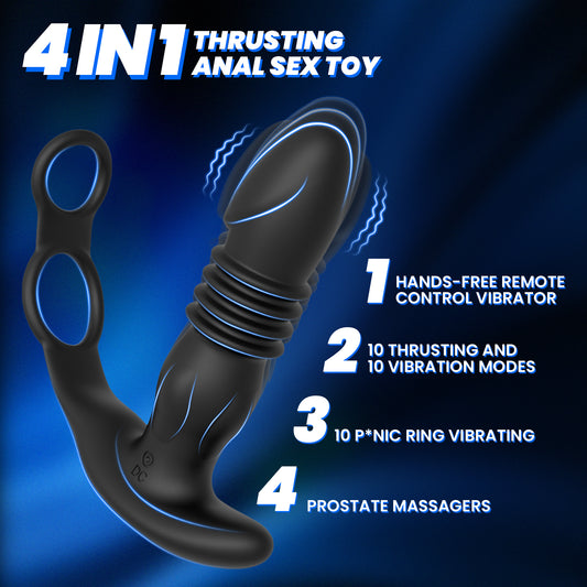 2-in-1 Prostate Vibrator with Retractable Feature and Double Rings for Enhanced Pleasure