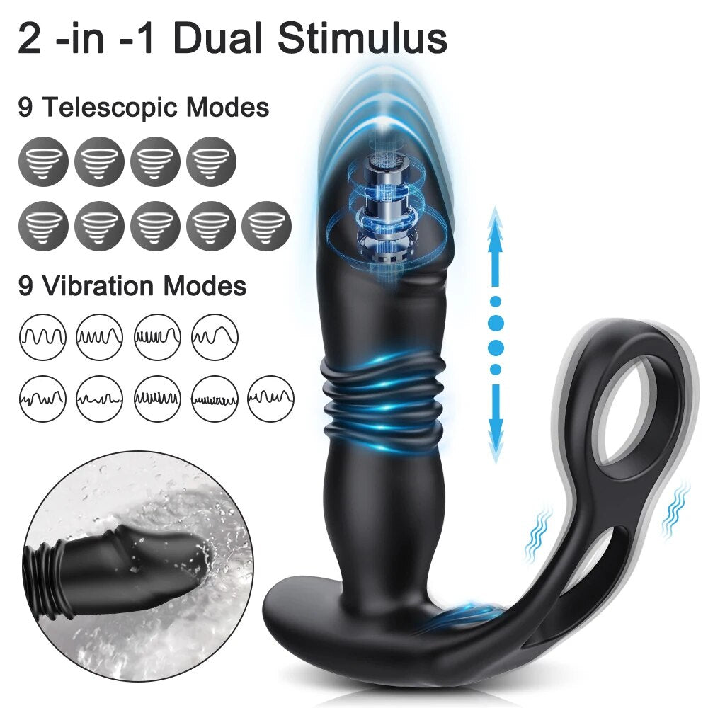 Male Thrusting Prostate Massager with Bluetooth APP Control - HeartCaptor