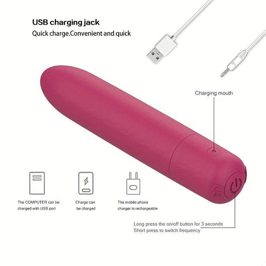 Waterproof USB Charge Bullet Vibrator for Women - HeartCaptor