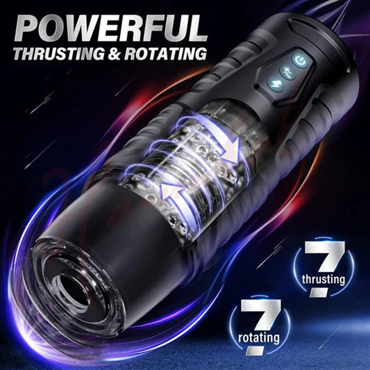 Electric Pocket Pussy for Men 7 Thrusting Rotating Modes Masturbator Cup