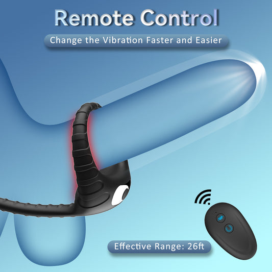 Enhanced Pleasure 10-Frequency Vibration Cock Ring with Prostate Beads