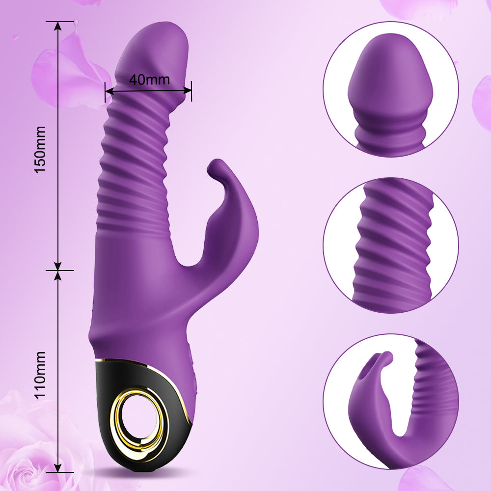 2022 Rabbit Thrusting Vibrator with Rotating Functions - HeartCaptor