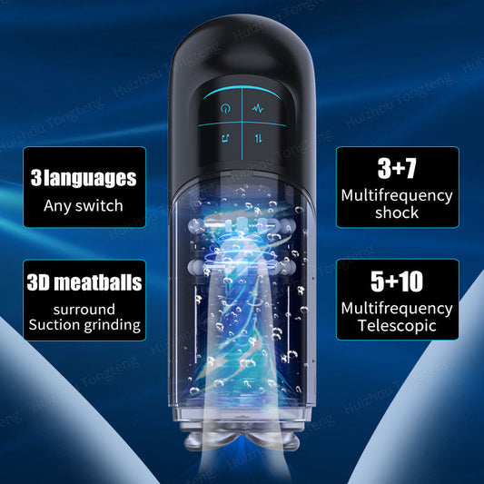 100% Waterproof Telescopic Rotating Male Masturbator for Discreet Pleasure