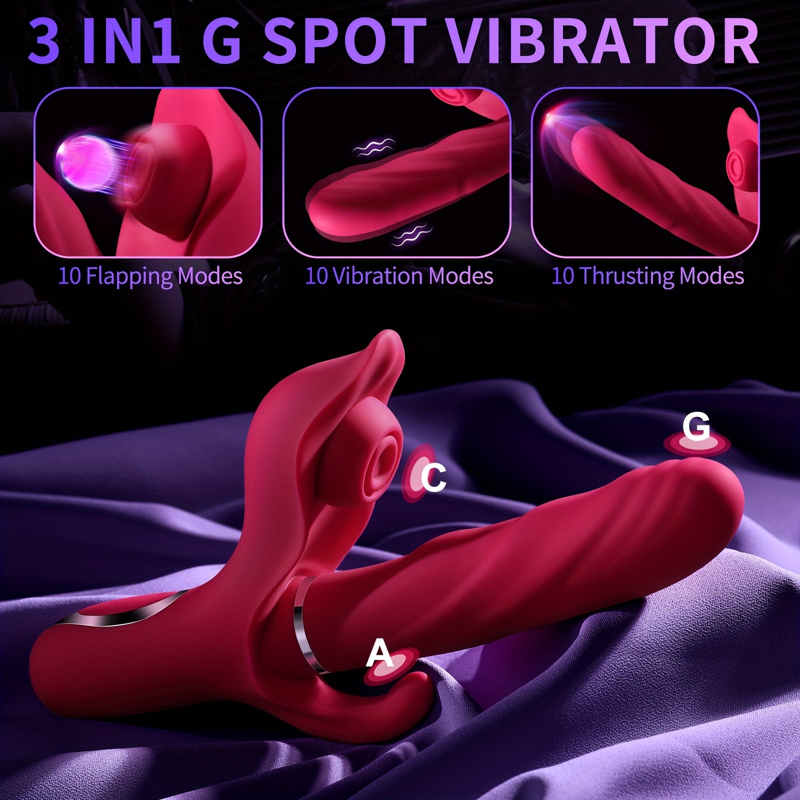 Sucking AV Vibrator with G-Spot & Clitoral Stimulation - HeartCaptor