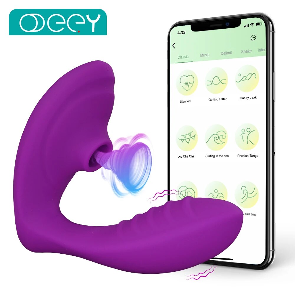 APP Bluetooth Vagina Sucking Vibrator 20 Modes Clitoris Stimulator - HeartCaptor