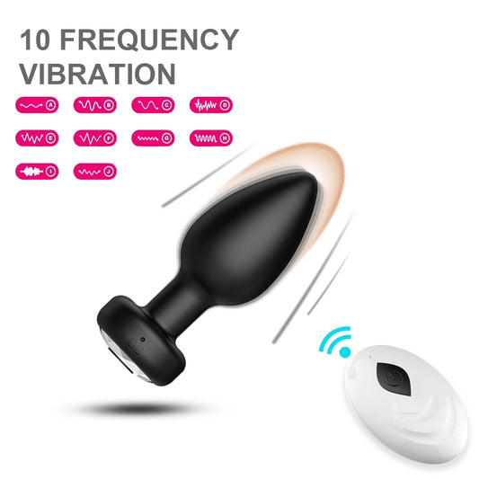 Wireless Remote Control Silicone Butt Plug for Men - Discreet Prostate Massager