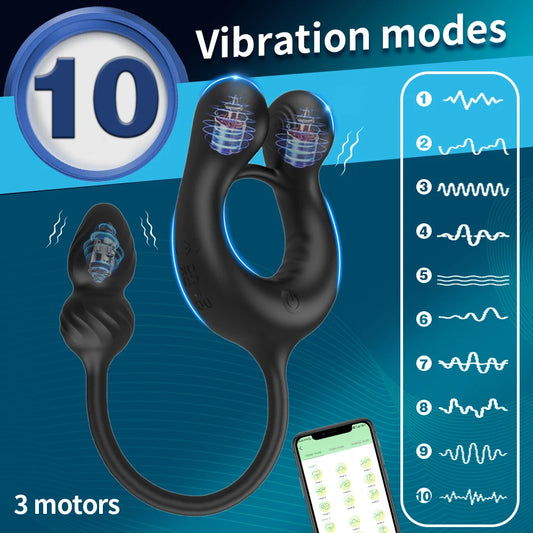 Bluetooth Wireless Remote Control Vibrating Cock Ring for Men - HeartCaptor Masturbator