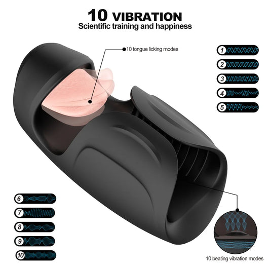 Silicone Masturbation Cup with Tongue-Like Motion for Men - Discreet and CE Certified