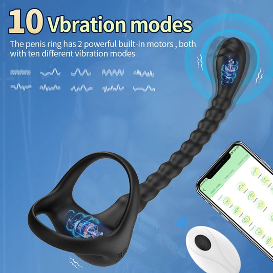 Medical Silicone Penis Ring Vibrator for Men - Prostate Massager and Delay Ejaculation Aid