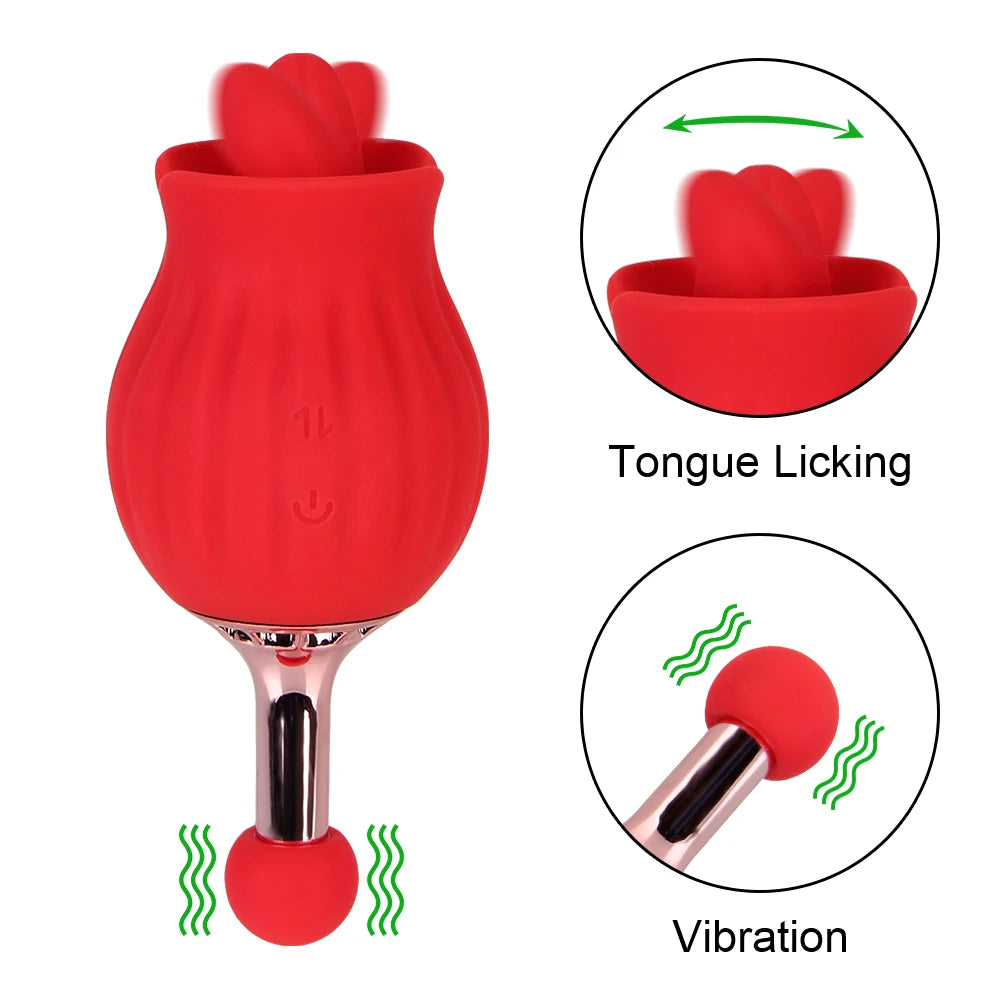 Rose Shape Tongue Licking Vibrator for Women - HeartCaptor