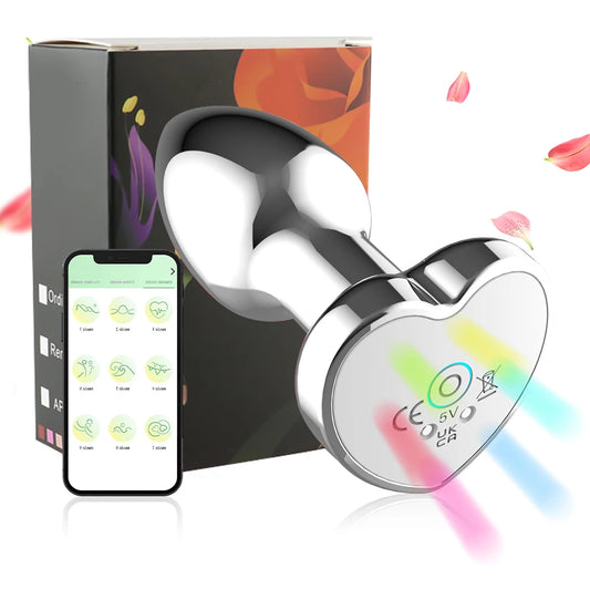 Heart-Shaped App-Controlled Metal Anal Plug for Couples