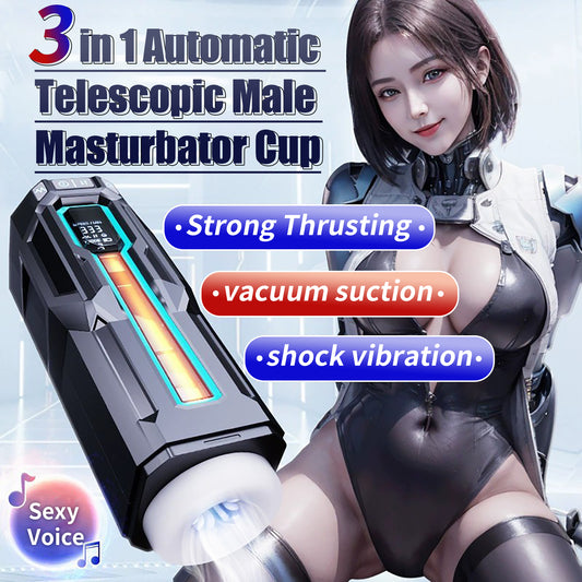 3-in-1 Telescopic Sucking Vibrating Masturbator for Men