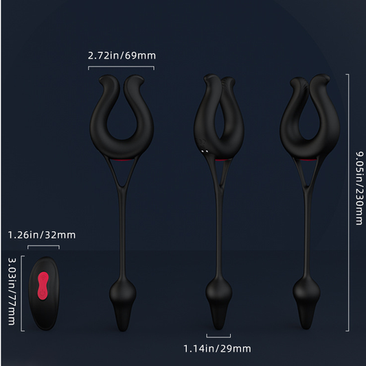 Wireless Multi-Function Remote Control Cock Ring with Anal Stimulator