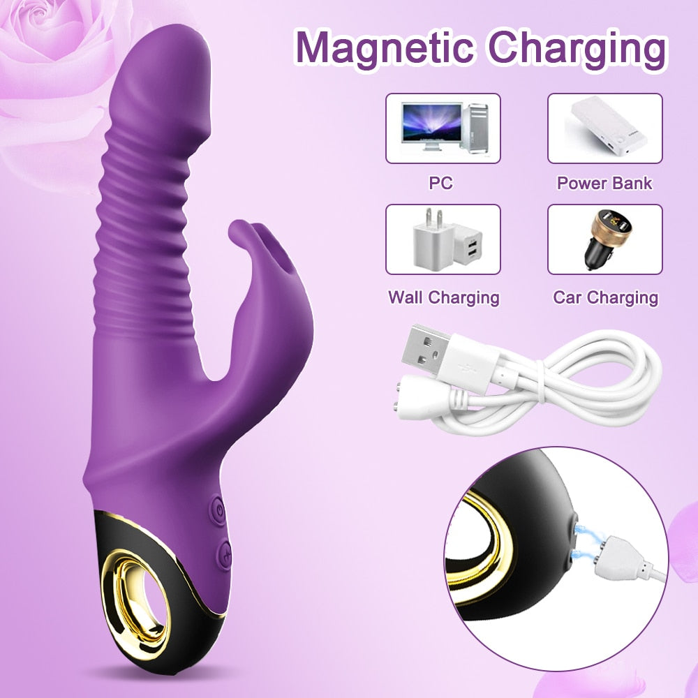 2022 Rabbit Thrusting Vibrator with Rotating Functions - HeartCaptor