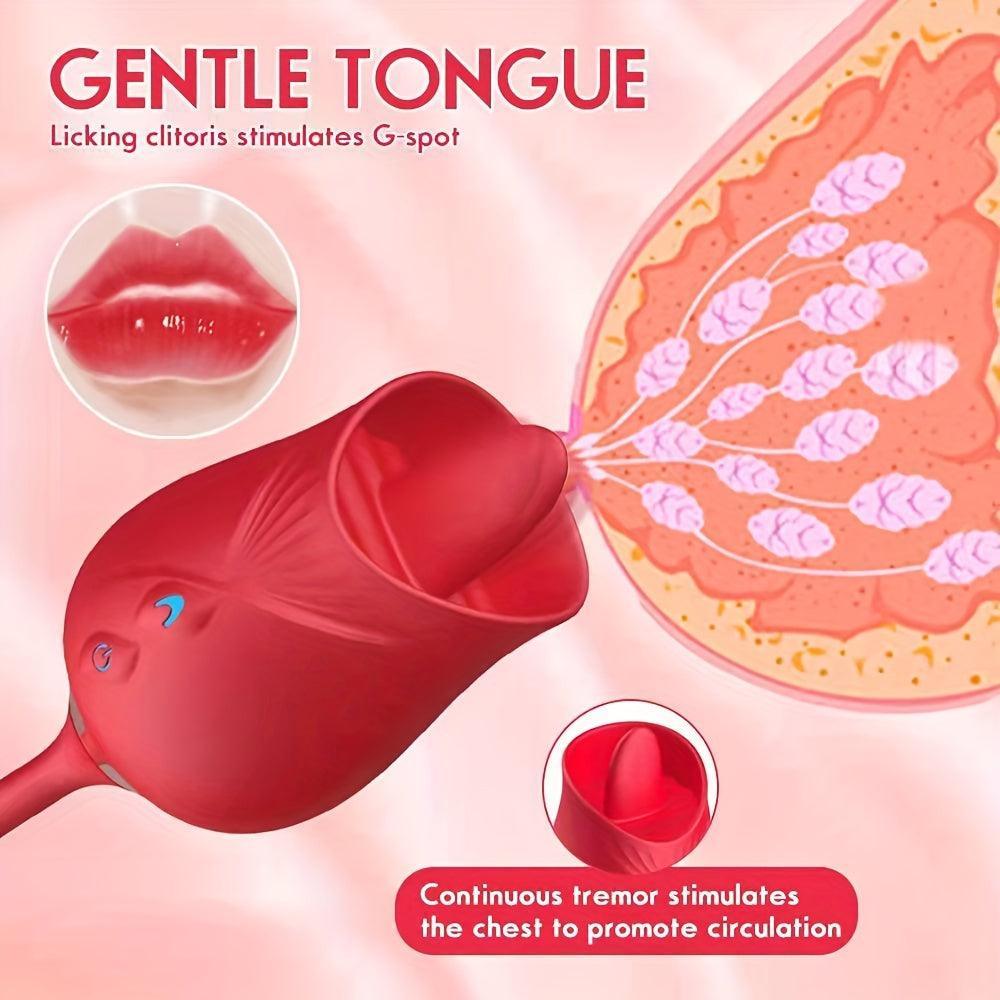 Rose Tongue Licking Vibrator for Women - HeartCaptor