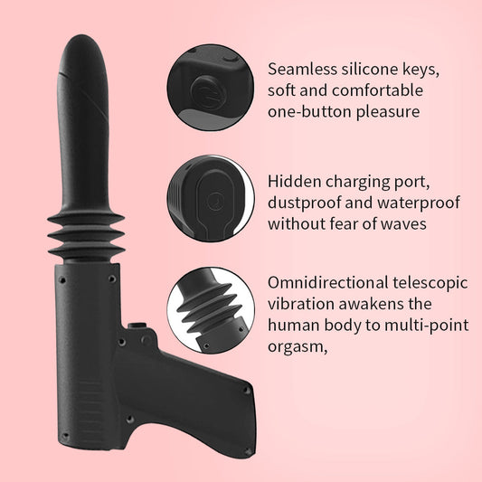 G-Spot & Anal Pleasure Telescopic Vibrator Gun Shaped Toy