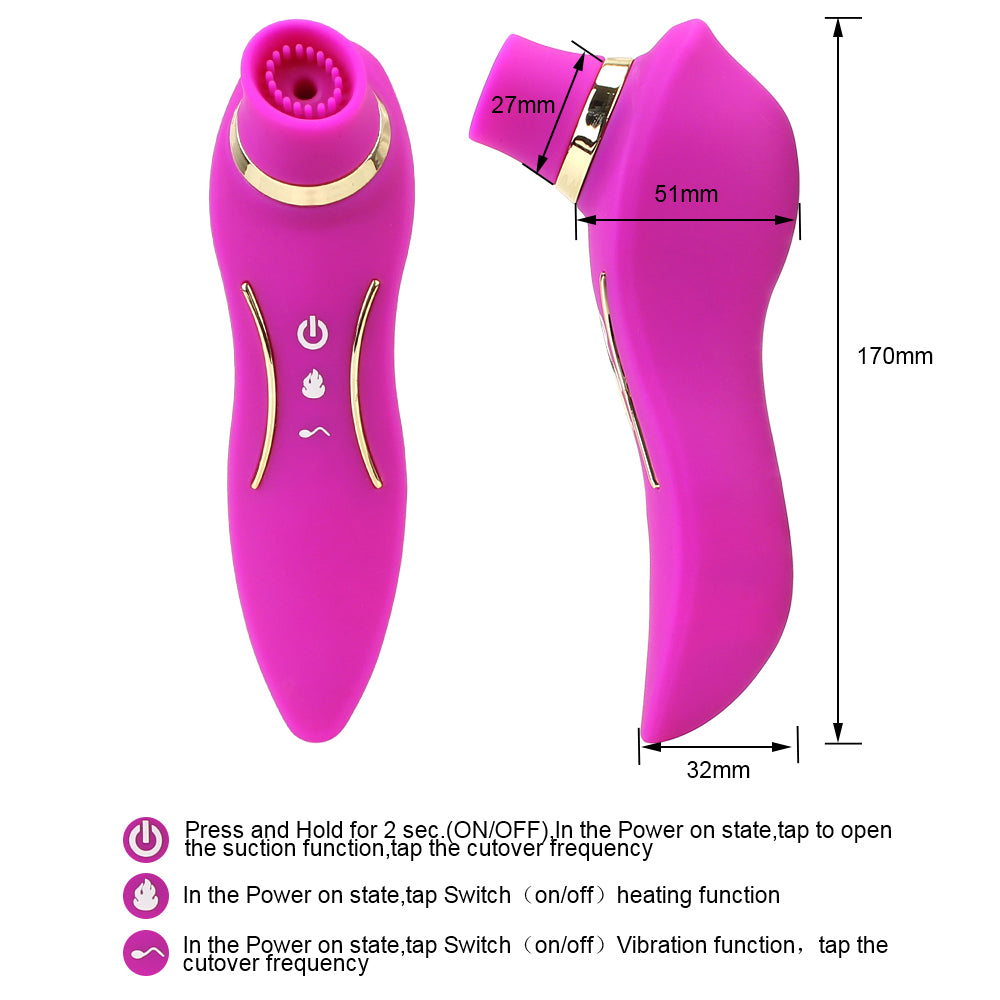 Dual Head 2 in 1 Suction Vibrator with Heating Function - HeartCaptor