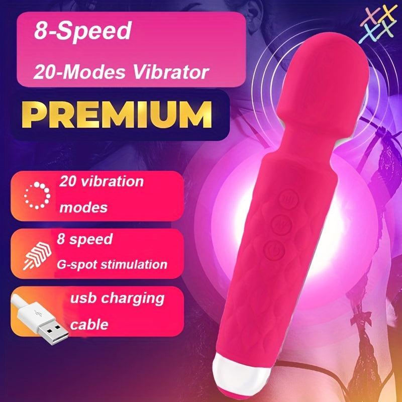 Silicone Vibrator Wand Massager with 20 Intense Frequency Modes - HeartCaptor