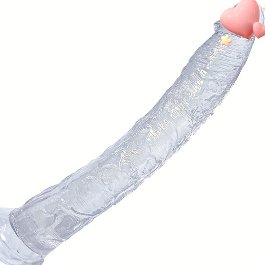 Realistic Dildo with Strong Suction Cup, 13.4 Inch Jelly Dildo for Anal Play