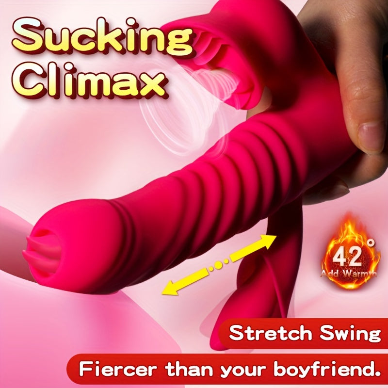 Female Sex Vibrator, G-spot Tongue Licking Triple Design - HeartCaptor