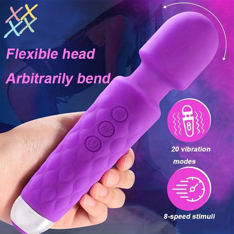 Silicone Vibrator Wand Massager with 20 Intense Frequency Modes - HeartCaptor