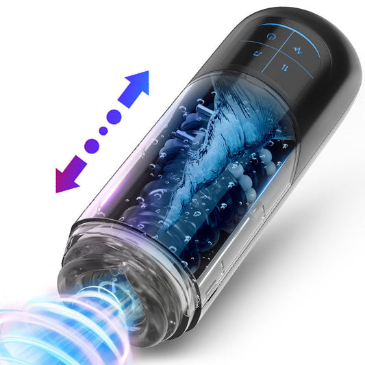 100% Waterproof Telescopic Rotating Male Masturbator for Discreet Pleasure