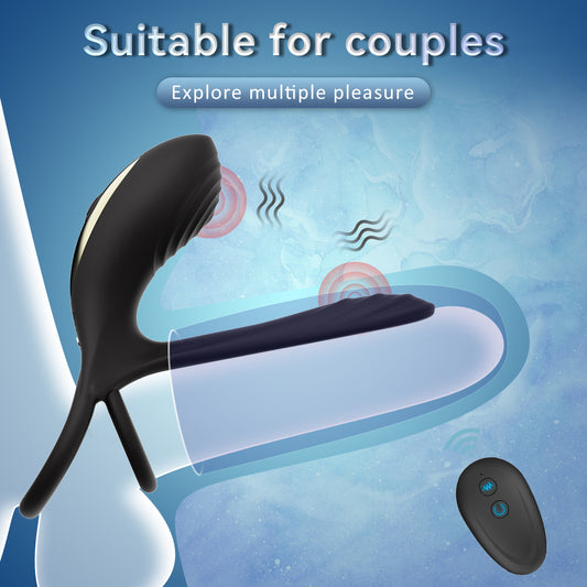 Enhance Intimacy with Double-point Strong Shock Penis Ring for Couples