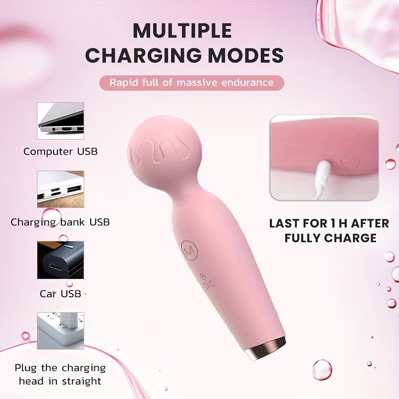 10 Modes AV Stick Vibrator, Waterproof USB Rechargeable Wand Massager - HeartCaptor