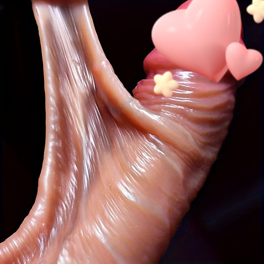 Realistic Penis Dildo with Sliding Foreskin and Suction Cup